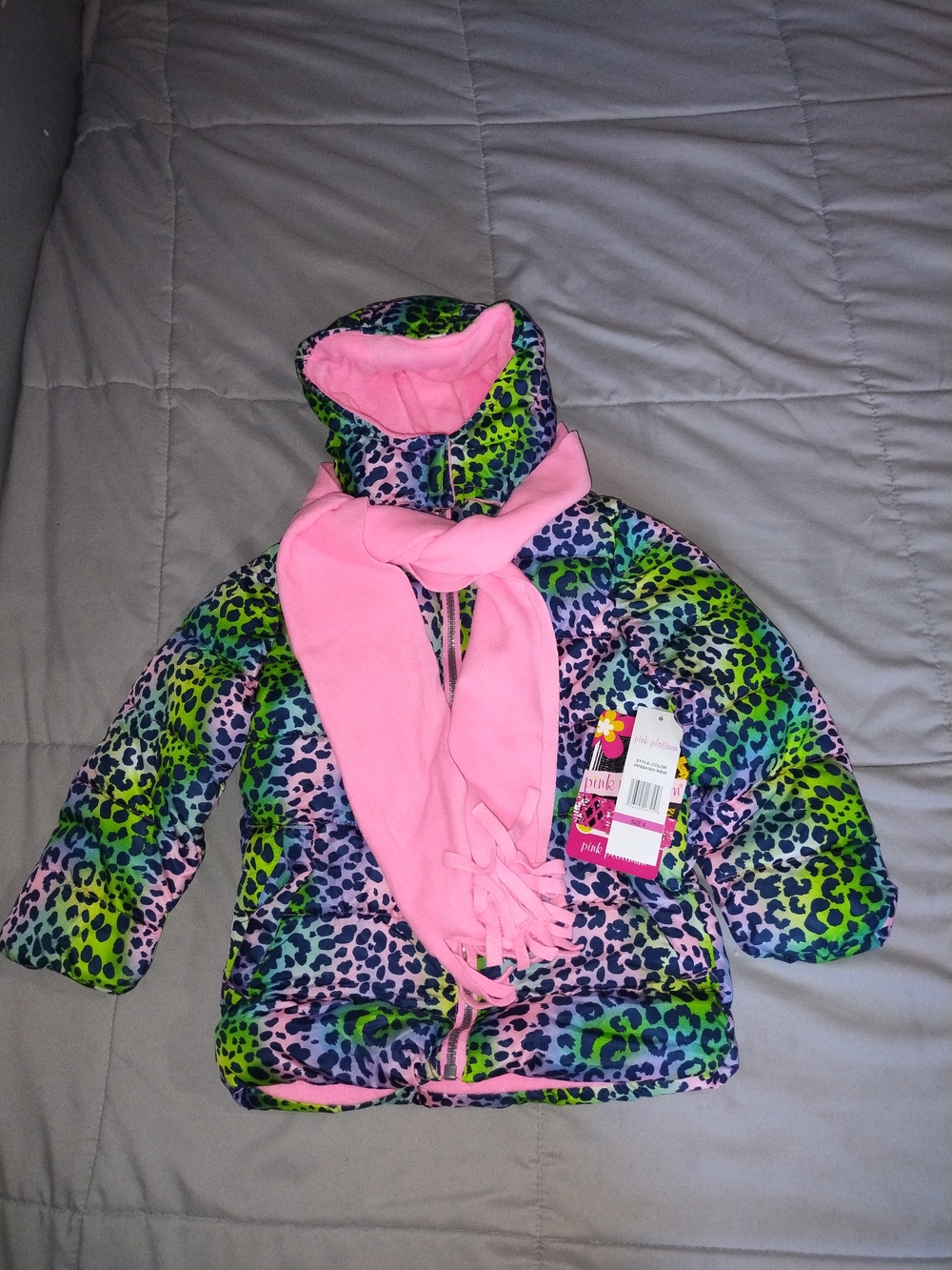 Pink Platinum Neon Leopard Jacket with Pink Lining